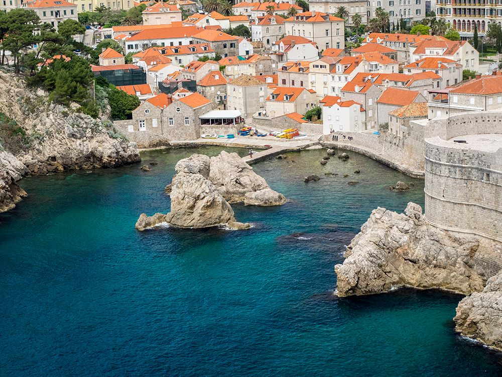 Croatia-Dubrovnik. The sheltered cove and northern seaward approaching on the Dalmatian Coast.